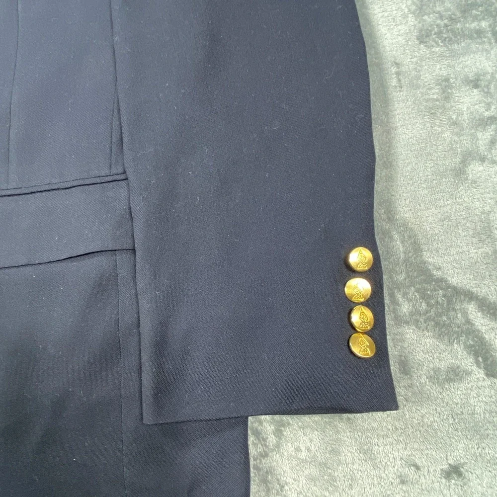 Vintage Austin Reed Blazer 42L Navy Jacket Wool Old Money Sport Coat Gold Button